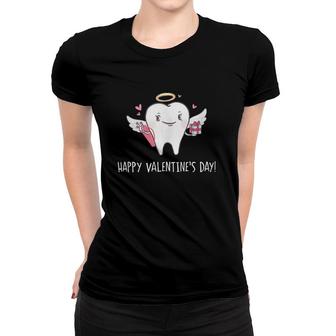 Cute Winged Tooth Cupid With Hearts Dentist Valentine's Day Women T-shirt | Mazezy