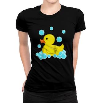 Cute Yellow Duck Duckie Bath Toys Rubber Ducky Raglan Baseball Tee Women T-shirt | Mazezy