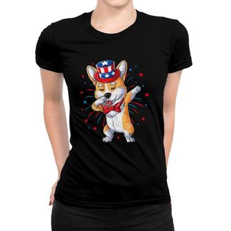 Dabbing Corgi 4Th Of July Merica Dog Usa American Flag Kids Women T-shirt | Mazezy
