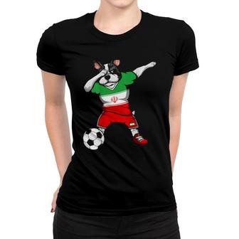 Dabbing French Bulldog Iran Soccers Jersey Football Women T-shirt | Mazezy
