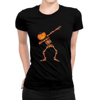 Dabbing Skeletonpumpkin Dance Halloween Pumpkin Dab Women T-shirt | Mazezy