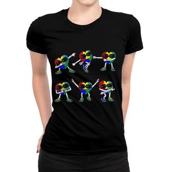 Dancing Hearts Puzzle Pieces Autism Women T-shirt | Mazezy