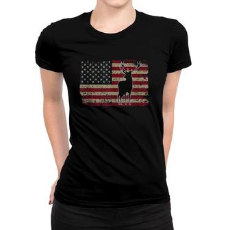 Deer Hunting American Flag Usa Proud Hunter Gift Idea Women T-shirt | Mazezy