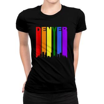 Denver Colorado Lgbtq Gay Pride Rainbow Skyline Women T-shirt | Mazezy
