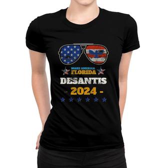Desantis 2024 Make America Florida Flag Eagle Sunglasses Women T-shirt | Mazezy