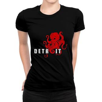 Detroit Michigan Octopus Kraken Downtown Motor City Women T-shirt - Seseable