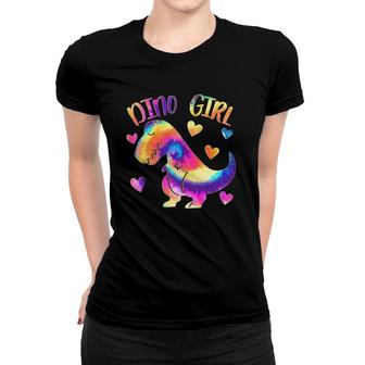 Dino Girl Dinosaur Lover Tie Dye Cute Teen Girls Gifts Women T-shirt | Mazezy UK