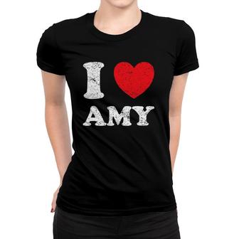 Distressed Grunge Worn Out Style I Love Amy Women T-shirt | Mazezy UK