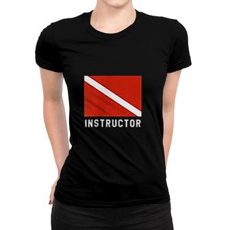 Divers Flag Double Sided Scuba Diving Instructor Women T-shirt | Mazezy