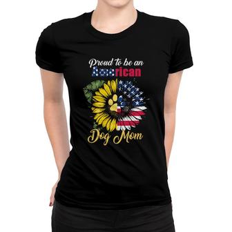 Dog American Dog Mom Sunflower Usa Flag 386 Paws Women T-shirt | Mazezy