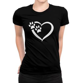 Dog Cat And Animal Lover Heart With Paw Prints Women T-shirt | Mazezy