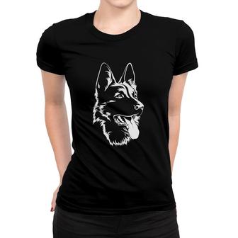 Dog Silhouette Sitting German Shepherd Women T-shirt | Mazezy