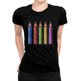 Drawing Crayon Pencil Art Teacher Education Women T-shirt | Mazezy