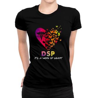Dsp It's A Work Of Heart Caduceus Butterflies Heartbeat Watercolor Women T-shirt | Mazezy