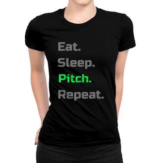 Eat Sleep Pitch Repeat Baseball Softball Player Women T-shirt | Mazezy UK