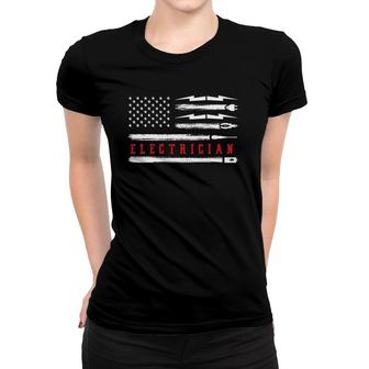 Electrician Patriot American Flag Patriotic Top Electrical Women T-shirt | Mazezy