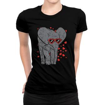 Elephant Heart Glasses Cute Valentine's Day Animal Lover Women T-shirt | Mazezy