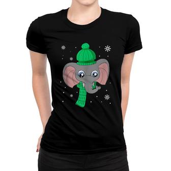 Elephant Snowy Winter Animal Africa Snowflake Elephant Women T-shirt | Mazezy