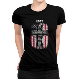 Emt Lord Thank You For This Job And The Blessing It Provides American Flag Women T-shirt | Mazezy