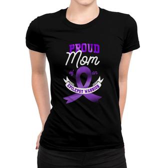 Epilepsy Awareness Proud Mom Of An Epilepsy Warrior Ribbon Women T-shirt | Mazezy