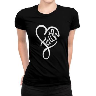 Faith Typo Heart Shape Christian Devotee Jesus God Lover Women T-shirt | Mazezy UK