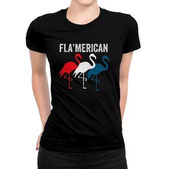Fla'merican Flamingo American Flag Patriotic 4Th Of July Women T-shirt | Mazezy