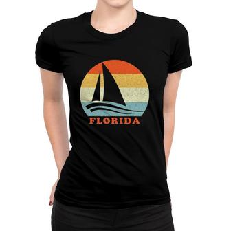 Florida Vacation Vintage Retro Sailboat Women T-shirt | Mazezy