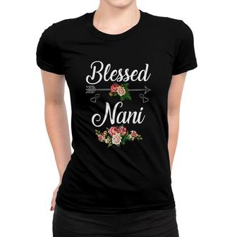 Flower Blessed Nani Black Women T-shirt | Mazezy