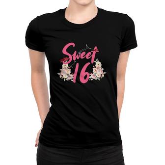 Flower Sweet Sixteen Birthday Party Gift - Floral Sweet 16 Ver2 Women T-shirt | Mazezy