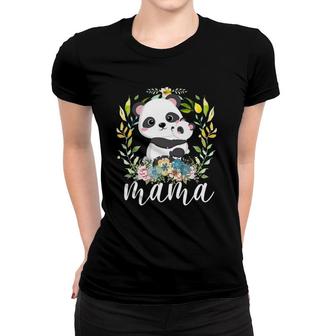 Flowers Mom & Cute Baby Panda - Animal Mama Mother's Day Women T-shirt | Mazezy