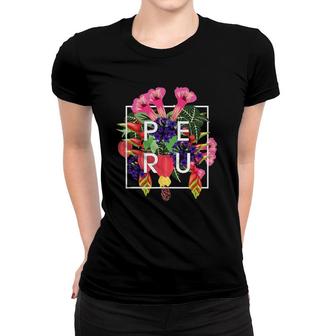 Flowers Of Peru Word Art - Peruvian Pride Women T-shirt | Mazezy