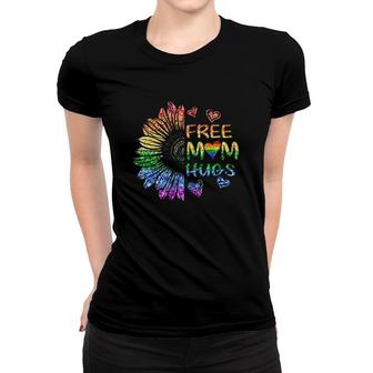 Free Mom Hugs Gay Pride Lgbt Rainbow Daisy Flower Gay Flag Heart Vintage Women T-shirt | Mazezy