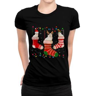 Fun Japanese Bobtail Stocking Christmas Light Socks Xmas Women T-shirt | Mazezy