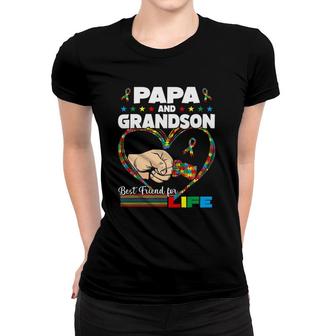 Funny Autism Awareness Papa Grandson Best Friend For Life Women T-shirt | Mazezy