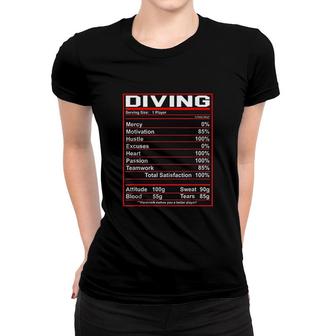Funny Diving Nutrition Facts Women T-shirt | Mazezy