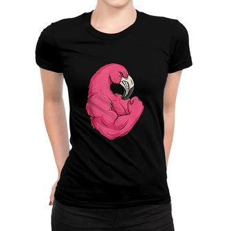 Funny Flamingo Weightlifting Bodybuilder Muscle Women T-shirt | Mazezy
