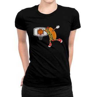 Funny Hot Dog Slam Dunk Basketball Women T-shirt | Mazezy