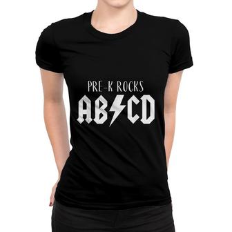 Funny Prek Teacher Cute Back To School Gift Abcd Rock Women T-shirt - Thegiftio UK