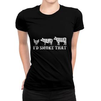Funny Retro Grilling Bbq Smoker Chef Dad Gift Id Smoke That Women T-shirt - Thegiftio UK