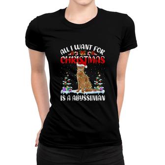 Funny Santa Hat All I Want For Christmas Is A Abyssinian Cat Women T-shirt | Mazezy