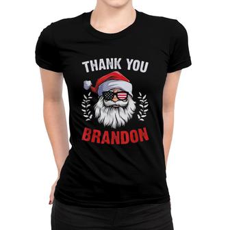 Funny Santa Sunglasses American Flag Thank You Brandon Women T-shirt | Mazezy