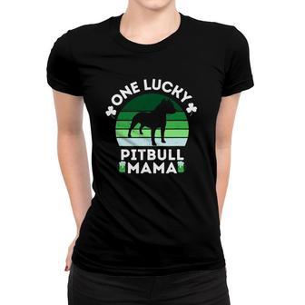 Funny St Patrick's Day One Lucky Pitbull Mama Pitbull Dog Women T-shirt | Mazezy