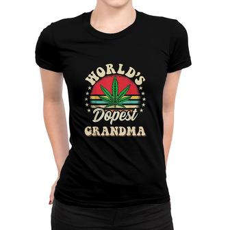 Funny Weed Pot Vintage Matching Worlds Dopest Grandma Women T-shirt - Seseable