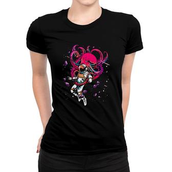 Galaxy Birthday Kraken Astronaut Space Octopus Women T-shirt | Mazezy