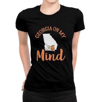 Georgia On My Mind Ga Atlanta Peach Funny Southern State Tank Top Women T-shirt | Mazezy