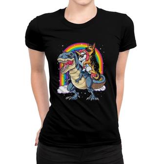 German Shepherd Unicorn Dinosaur T Rex Girls Rainbow Women T-shirt | Mazezy