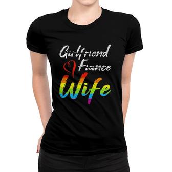 Girlfriend Fiance Wife Wedding Anniversary Lgbtq Community Women T-shirt | Mazezy AU