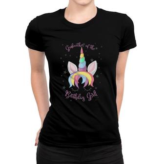 Godmother Of The Birthday Girl Unicorn Face Women T-shirt | Mazezy