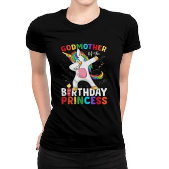 Godmother Of The Birthday Princess Unicorn Dabbing Women T-shirt | Mazezy
