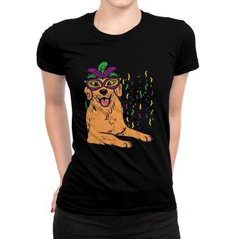 Golden Retriever Mardi Gras Carnival Dog Lover Owner Gift Women T-shirt | Mazezy